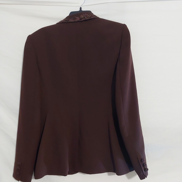 John Meyer of Norwich Brown Beaded  Blazer /Jacket Skirt Suit Size 8 - Picture 5 of 16